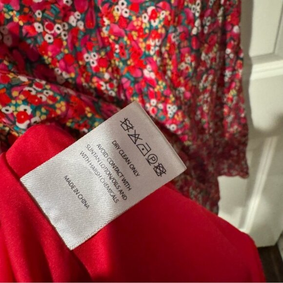 SALONI Collette Silk Floral Mini Puff Sleeve Dress Size 4 - Picture 6 of 7